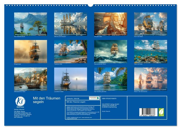 Produktbild: Mit den Tr&auml;umen segeln (hochwertiger Premium Wandkalender 2026 DIN A2 quer), Kunstdruck in Hochglanz