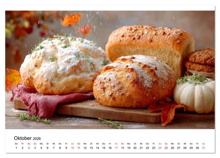 Produktbild: K&uuml;chenkalender Brot (hochwertiger Premium Wandkalender 2026 DIN A2 quer), Kunstdruck in Hochglanz
