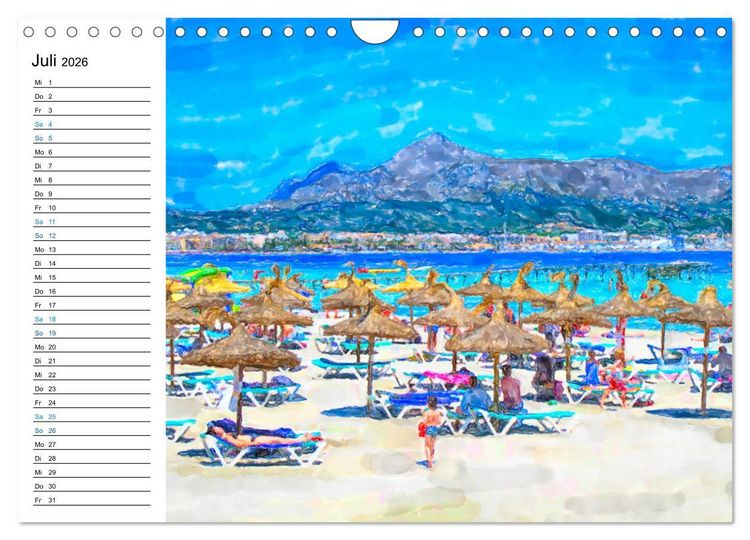 Produktbild: Mallorca - Impressionen in Aquarellfarben (Wandkalender 2026 DIN A4 quer), CALVENDO Monatskalender