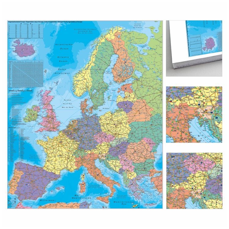 Produktbild: Europa Organisationskarte politisch zum Pinnen auf EasyPrint - Platte