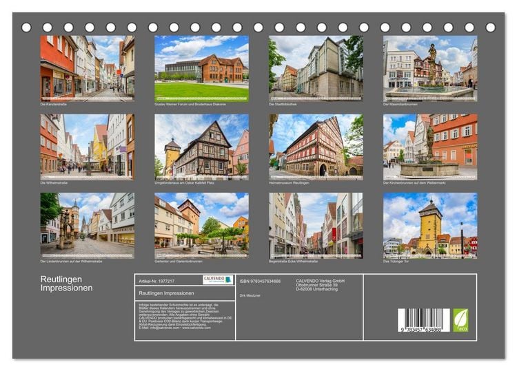 Produktbild: Reutlingen Impressionen (Tischkalender 2026 DIN A5 quer), CALVENDO Monatskalender