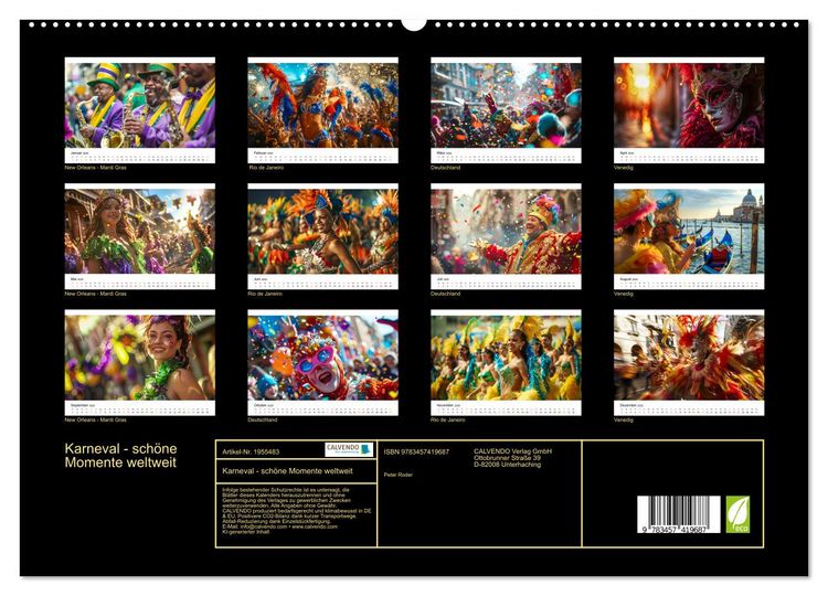 Produktbild: Karneval - sch&ouml;ne Momente weltweit (hochwertiger Premium Wandkalender 2026 DIN A2 quer), Kunstdruck in Hochglanz