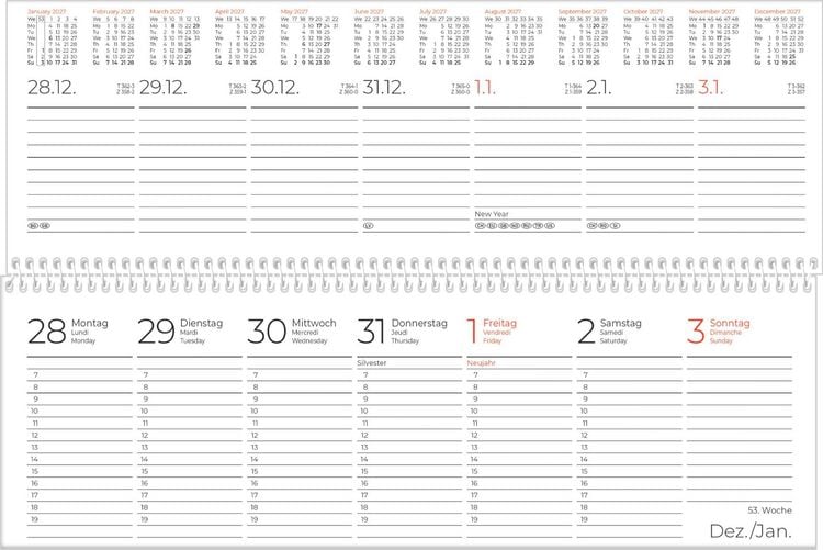 Produktbild: Tischquerkalender 1W/2S schwarz 2027