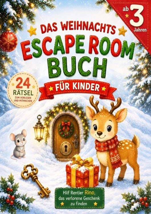 Produktbild: Das Weihnachts-Escape-Room Buch f&uuml;r Kinder ab 3 Jahren - 24 R&auml;tsel zum Vorlesen und Mitmachen