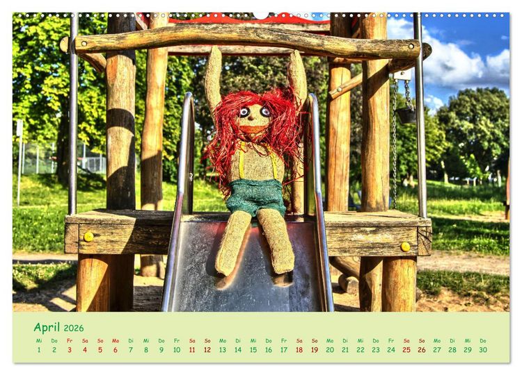 Produktbild: Mein Name ist Jute, wir sind auf dem Spielplatz (hochwertiger Premium Wandkalender 2026 DIN A2 quer), Kunstdruck in Hochglanz