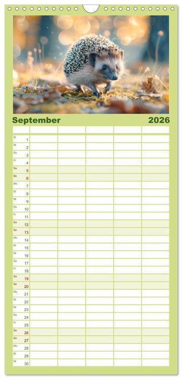 Produktbild: Familienplaner 2026 - Eine Welt entz&uuml;ckend kleiner Tierchen mit 5 Spalten (Wandkalender, 21 x 45 cm) CALVENDO