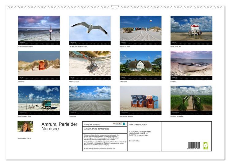 Produktbild: Amrum, Perle der Nordsee (Wandkalender 2026 DIN A2 quer), CALVENDO Monatskalender