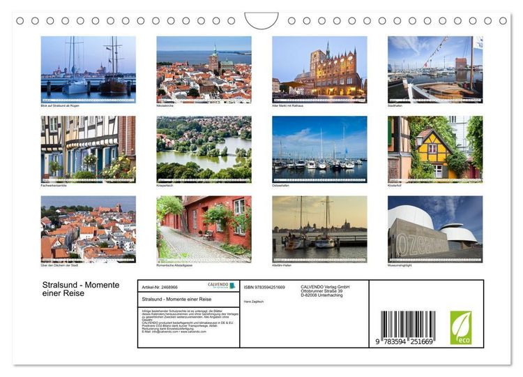 Produktbild: Stralsund - Momente einer Reise (Wandkalender 2027 DIN A4 quer), CALVENDO Monatskalender