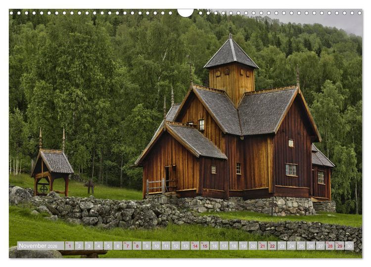 Produktbild: Norwegens Stabkirchen (Wandkalender 2026 DIN A3 quer), CALVENDO Monatskalender