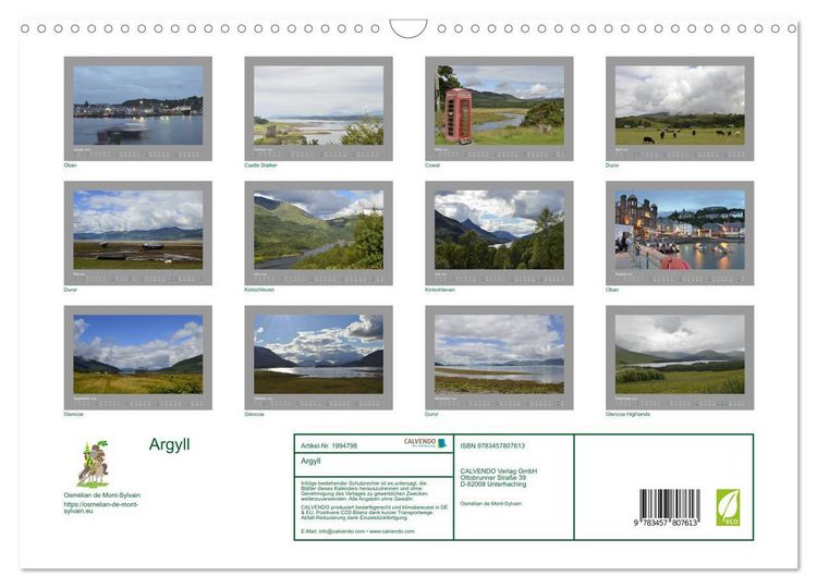 Produktbild: Argyll (Wandkalender 2026 DIN A3 quer), CALVENDO Monatskalender