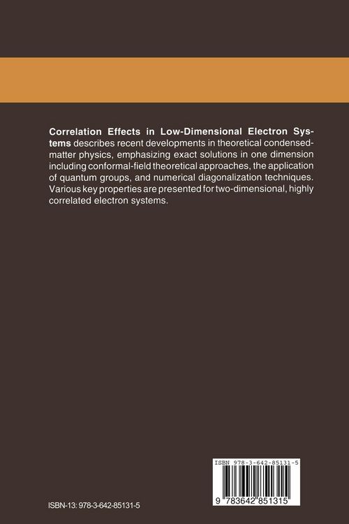Produktbild: Correlation Effects in Low-Dimensional Electron Systems