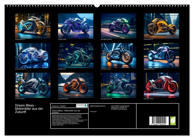 Produktbild: Dream Bikes - Motorr&auml;der aus der Zukunft (hochwertiger Premium Wandkalender 2026 DIN A2 quer), Kunstdruck in Hochglanz