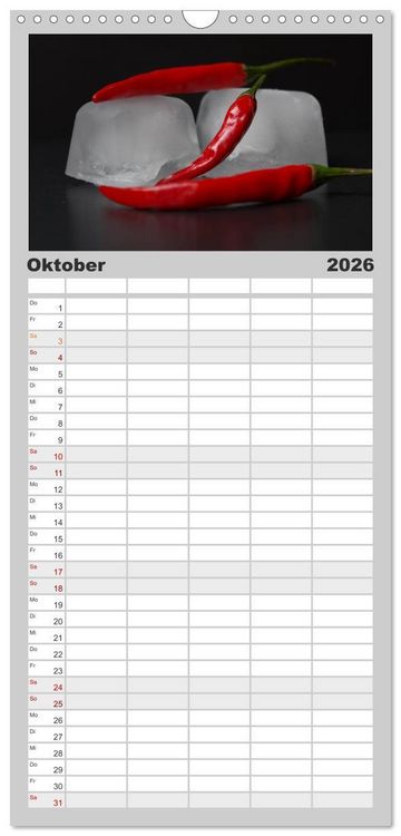Produktbild: Familienplaner 2026 - Hot Chili K&uuml;chen Kalender mit 5 Spalten (Wandkalender, 21 x 45 cm) CALVENDO
