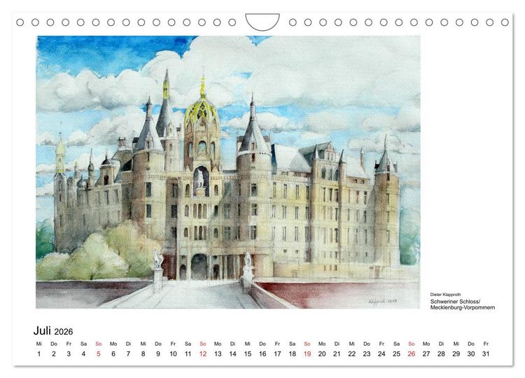 Produktbild: Pinselspuren einer Deutschlandreise - 12 Aquarelle von Dieter Klapproth (Wandkalender 2026 DIN A4 quer), CALVENDO Monatskalender