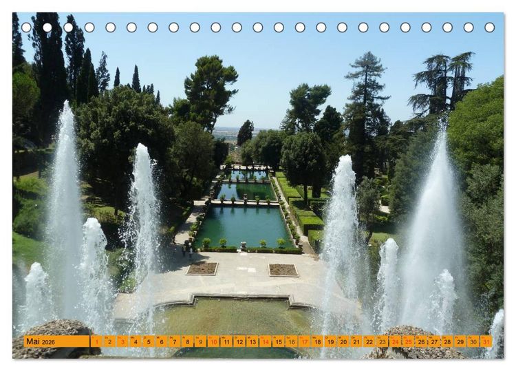 Produktbild: Die h&auml;ngenden G&auml;rten von Tivoli - Die Villa d'Este (Tischkalender 2026 DIN A5 quer), CALVENDO Monatskalender