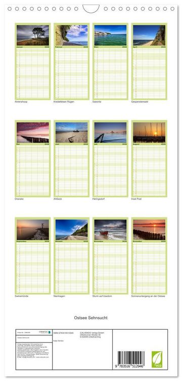 Produktbild: Familienplaner 2026 - Ostsee Sehnsucht mit 5 Spalten (Wandkalender, 21 x 45 cm) CALVENDO