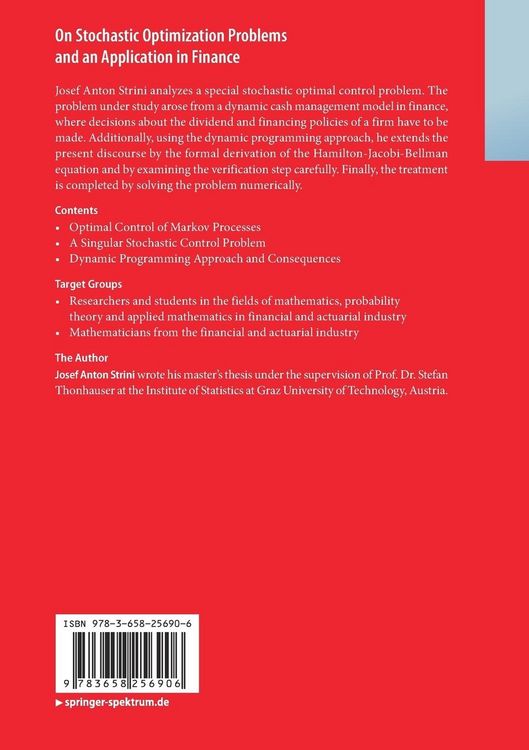 Produktbild: On Stochastic Optimization Problems and an Application in Finance