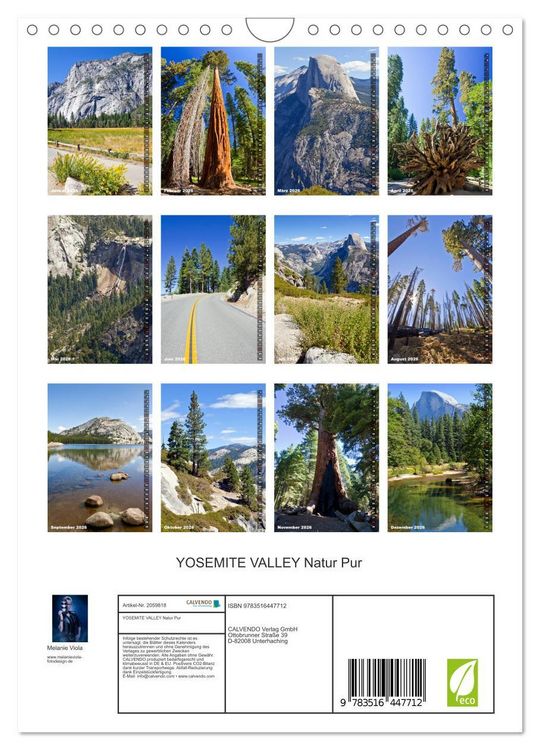 Produktbild: YOSEMITE VALLEY Natur Pur (Wandkalender 2026 DIN A4 hoch), CALVENDO Monatskalender