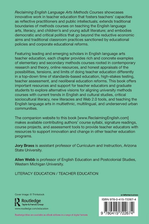 Produktbild: Reclaiming English Language Arts Methods Courses