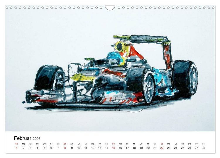 Produktbild: Illustrationen Formel 1 Rennwagen (Wandkalender 2026 DIN A3 quer), CALVENDO Monatskalender