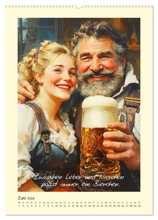 Produktbild: Bier, B&auml;uche, Spr&uuml;che. Spa&szlig; mit Hopfen und Malz (Wandkalender 2026 DIN A2 hoch), CALVENDO Monatskalender