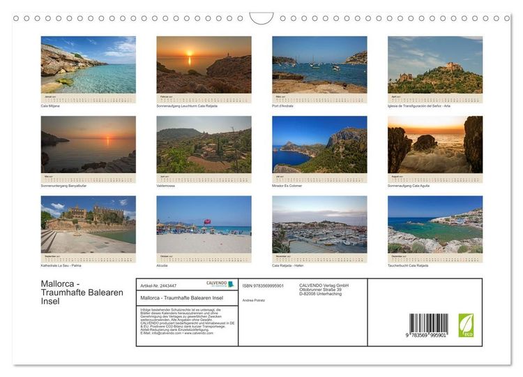 Produktbild: Mallorca - Traumhafte Balearen Insel (Wandkalender 2027 DIN A3 quer), CALVENDO Monatskalender