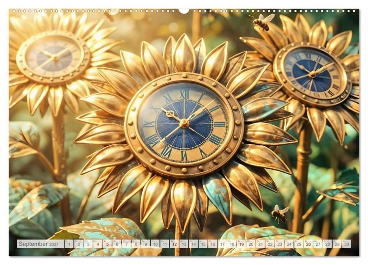 Produktbild: Der Garten der stillen Zahnr&auml;der - Ein Jahr zwischen Bl&uuml;ten, Mechanik und leiser Magie (hochwertiger Premium Wandkalender 2027 DIN A2 quer), Kunstdruck in Hochglanz