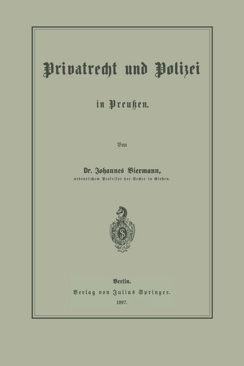 Produktbild: Privatrecht und Polizei in Preu&szlig;en