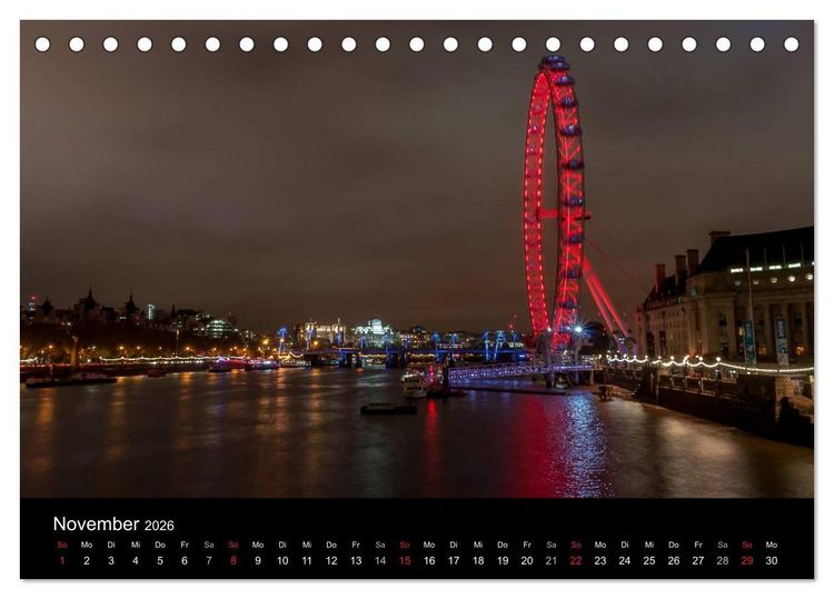 Produktbild: London - Nachts an der Themse (Tischkalender 2026 DIN A5 quer), CALVENDO Monatskalender