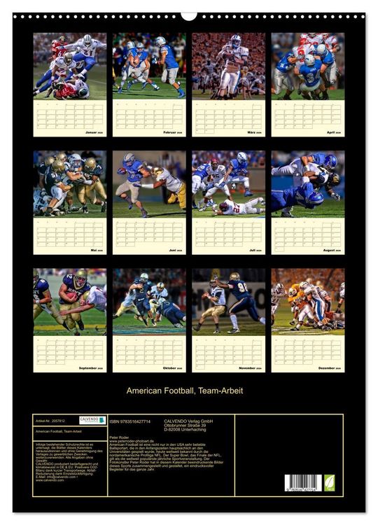 Produktbild: American Football, Team-Arbeit (Wandkalender 2026 DIN A2 hoch), CALVENDO Monatskalender