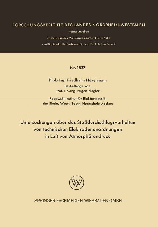 Produktbild: Untersuchungen &uuml;ber das Sto&szlig;durchschlagsverhalten von technischen Elektrodenanordnungen in Luft von Atmosph&auml;rendruck
