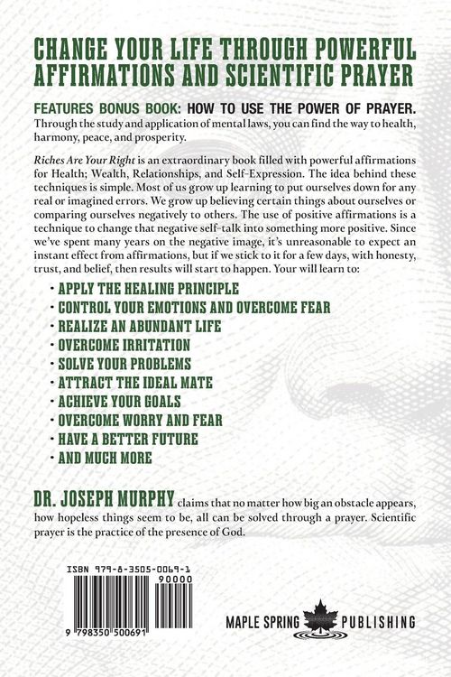 Produktbild: Riches Are Your Right Features Bonus Book How to Use the Power of Prayer
