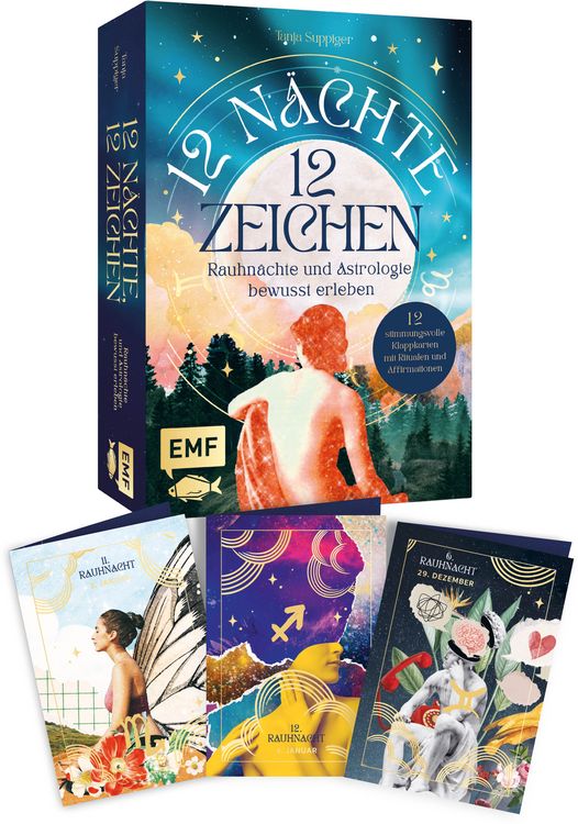 Produktbild: Kartenset: 12 N&auml;chte, 12 Zeichen | Rauhn&auml;chte und Astrologie bewusst erleben &ndash; mit Ritualen, Affirmationen und Videomeditationen
