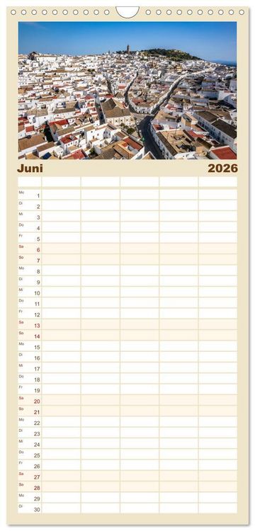 Produktbild: Familienplaner 2026 - Andalusiens weisse D&ouml;rfer mit 5 Spalten (Wandkalender, 21 x 45 cm) CALVENDO