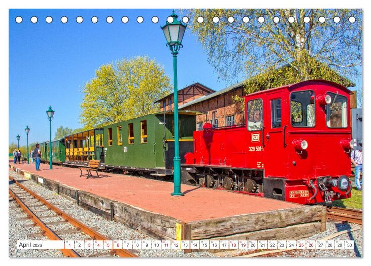 Produktbild: De L&uuml;tt Kaffeebrenner &ndash; Impressionen einer Mecklenburger Kleinbahn (Tischkalender 2026 DIN A5 quer), CALVENDO Monatskalender