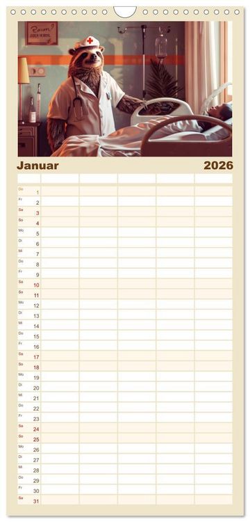 Produktbild: Familienplaner 2026 - Tierisch lustige Krankenpfleger mit 5 Spalten (Wandkalender, 21 x 45 cm) CALVENDO