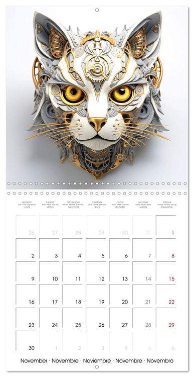 Produktbild: F&eacute;lins Steampunk (Calendrier mural carr&eacute; 2026 30x30 cm) Calendrier double avec une page pour vos prises de notes