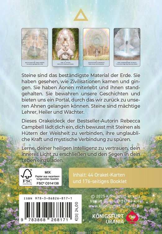 Ancient Stones Orakel - 44 Karten mit Botschaften und Anleitung