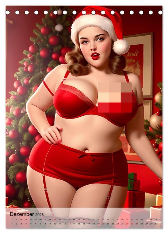 Produktbild: Pin up Girls Hei&szlig;e Kurven mit Retro Charme (Tischkalender 2026 DIN A5 hoch), CALVENDO Monatskalender