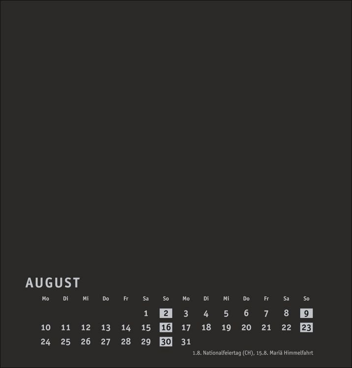 Produktbild: Premium-Bastelkalender schwarz mittel 2026