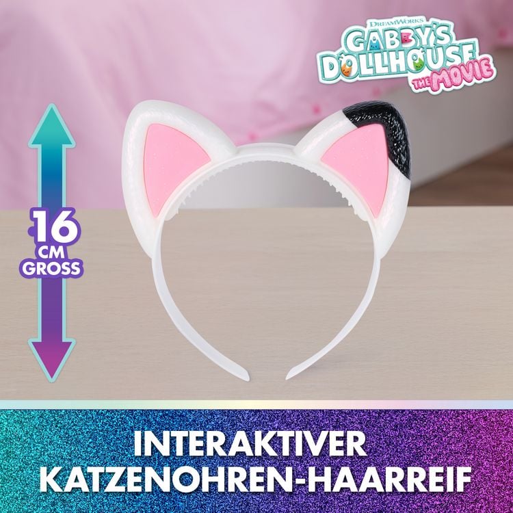 Produktbild: DREAMWORKS GABBY'S DOLLHOUSE: DER FILM - Interaktiver Miau-tastischer Katzenohren-Haarreif mit Licht, Sound & 3 Spielmodi