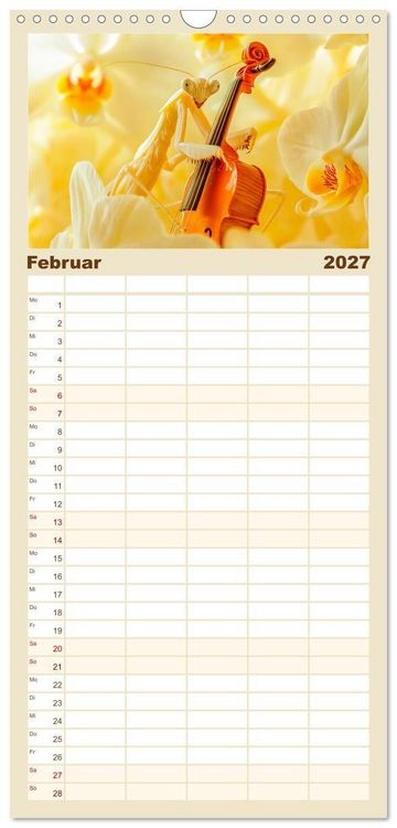 Produktbild: Familienplaner 2027 - Konzert der Natur - Insekten spielen Musikinstrumente mit 5 Spalten (Wandkalender, 21 x 45 cm) CALVENDO