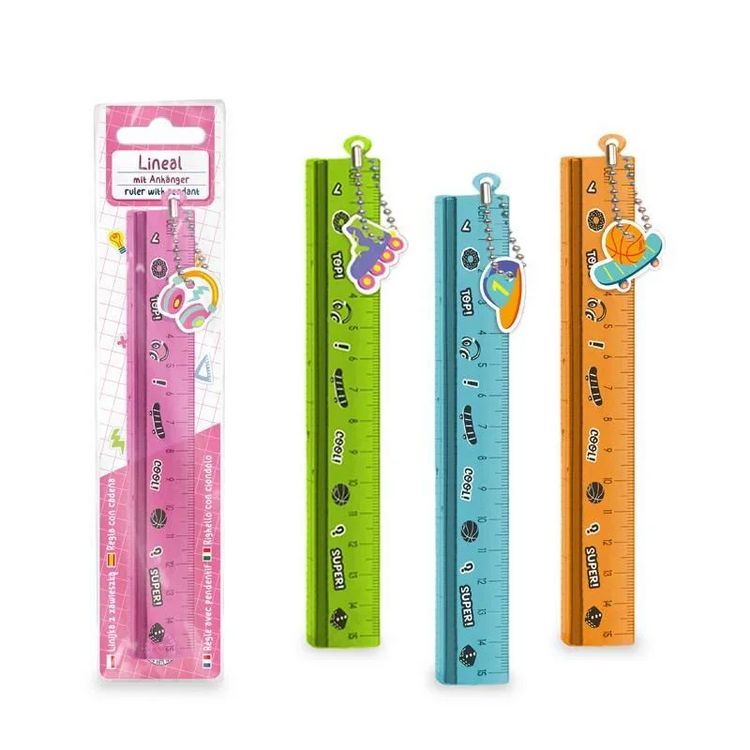 Produktbild: ABC-5 Lineal 15cm mit Anh&auml;nger 4fach sort.