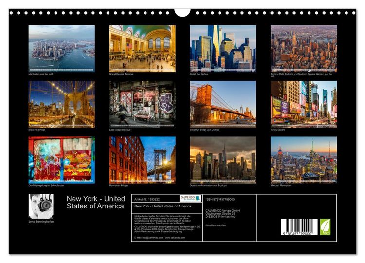 Produktbild: New York - United States of America (Wandkalender 2026 DIN A3 quer), CALVENDO Monatskalender