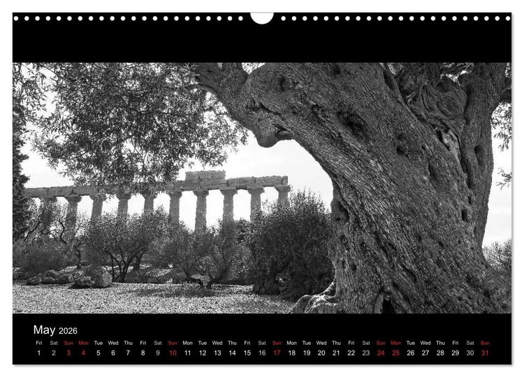 Produktbild: Black and White Sicily (Wall Calendar 2026 DIN A3 landscape), CALVENDO 12 Month Wall Calendar