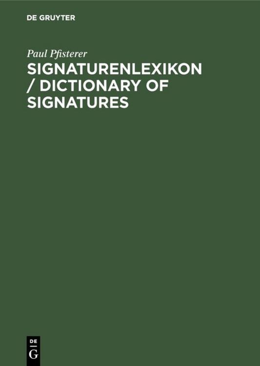Produktbild: Signaturenlexikon / Dictionary of Signatures