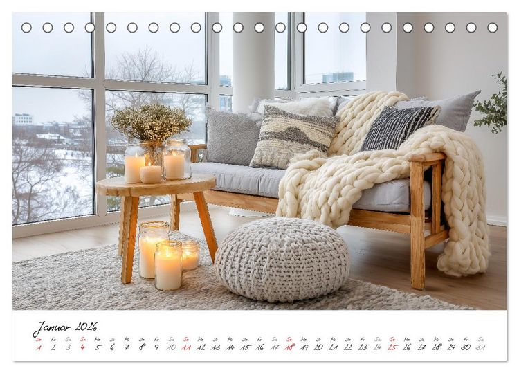 Produktbild: Scandi Interiors - Skandinavisches Wohngl&uuml;ck f&uuml;r Zuhause (Tischkalender 2026 DIN A5 quer), CALVENDO Monatskalender