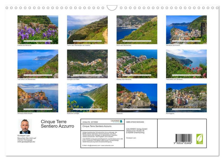 Produktbild: Cinque Terre Sentiero Azzurro (Wandkalender 2026 DIN A3 quer), CALVENDO Monatskalender