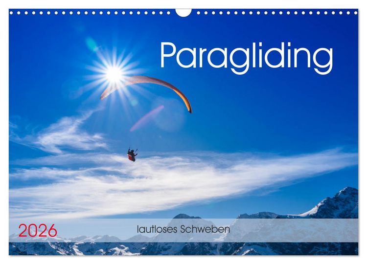 Produktbild: Paragliding - lautloses Schweben (Wandkalender 2026 DIN A3 quer), CALVENDO Monatskalender