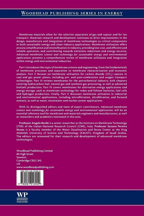 Produktbild: Advanced Membrane Science and Technology for Sustainable Energy and Environmental Applications